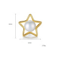 Lovely Star Shape Gold Plated Freshwater Pearl Sterling Silver Stud Earrings